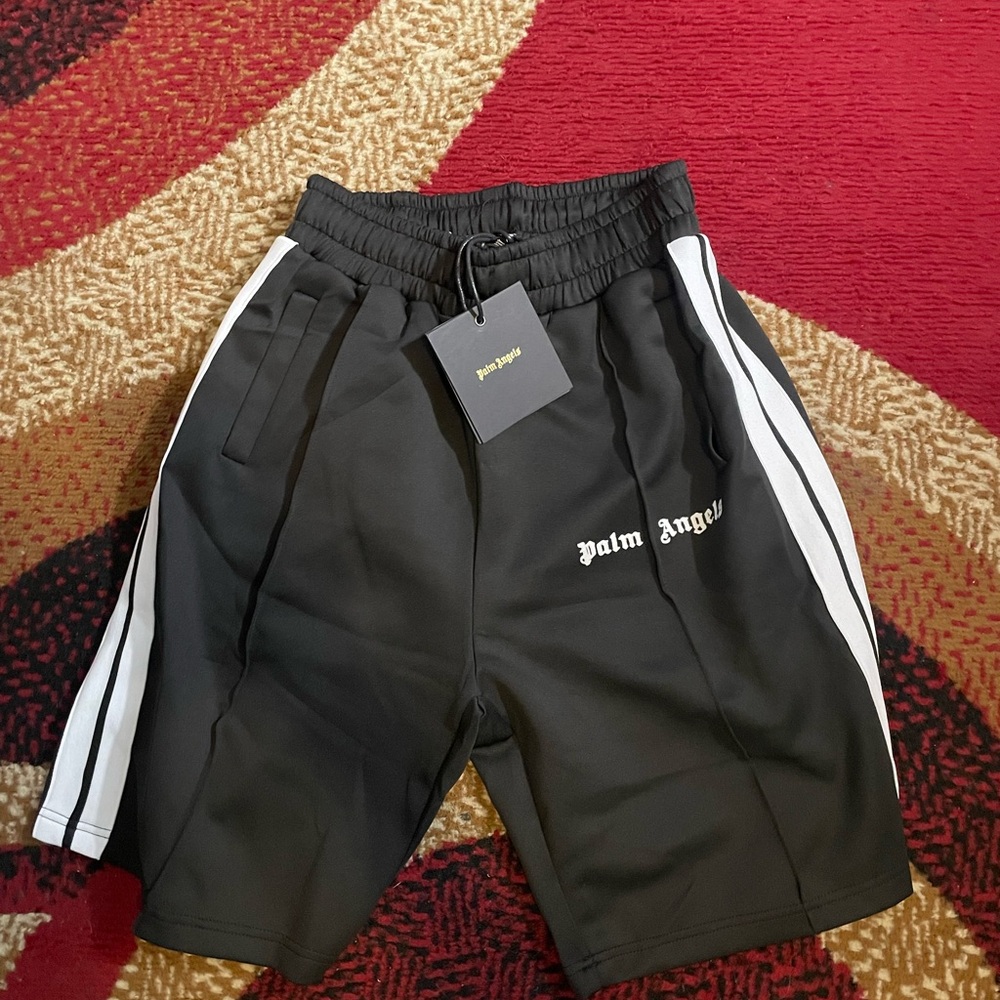 Palm Angels Black Shorts with White Stripes